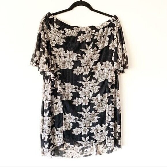 NEW Moon River Dress Size Small Women's Off Shoulder Floral Mini Black & White - Picture 3 of 7